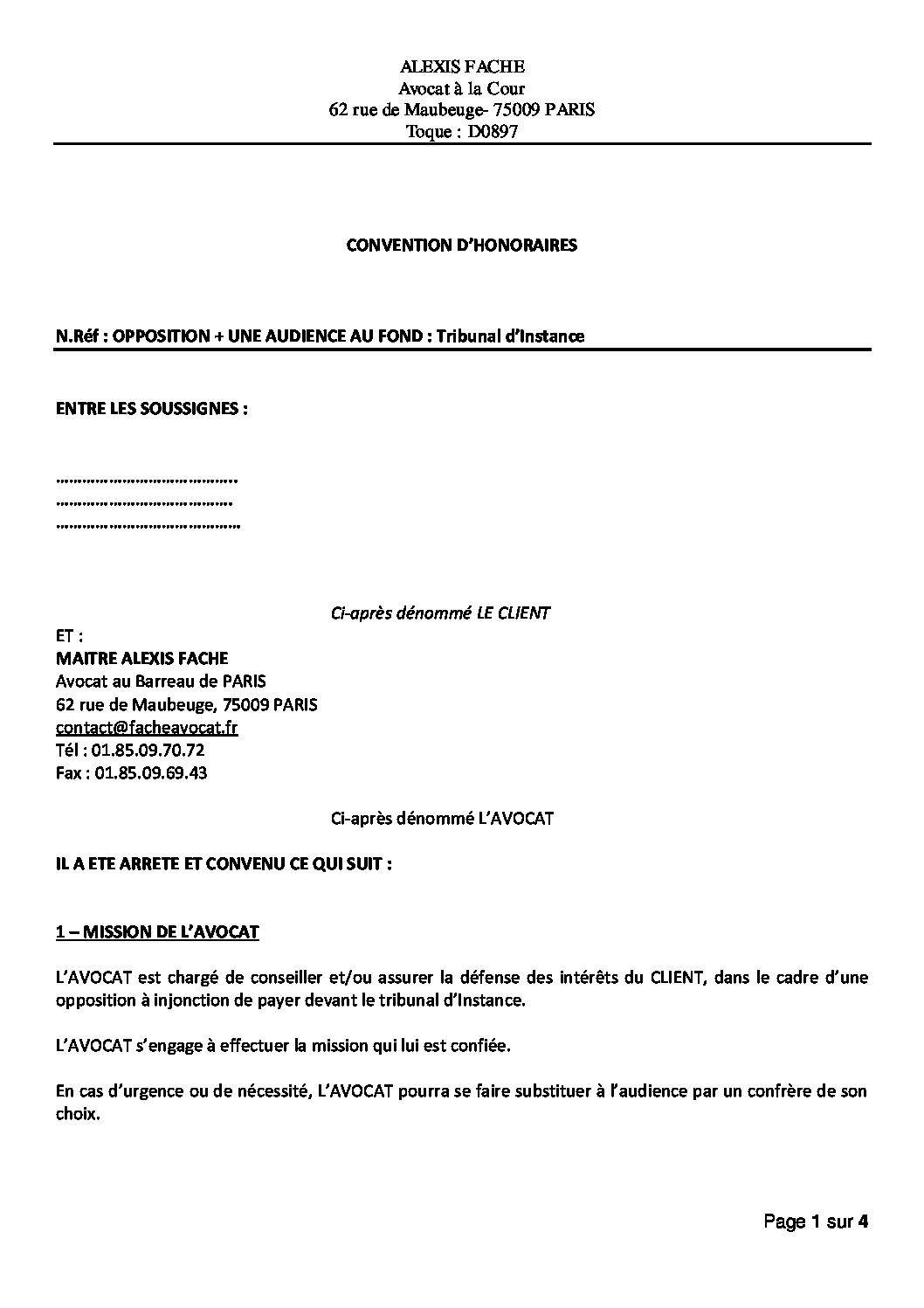 Mod?Le Lettre D?Mission  Cooper Cash
